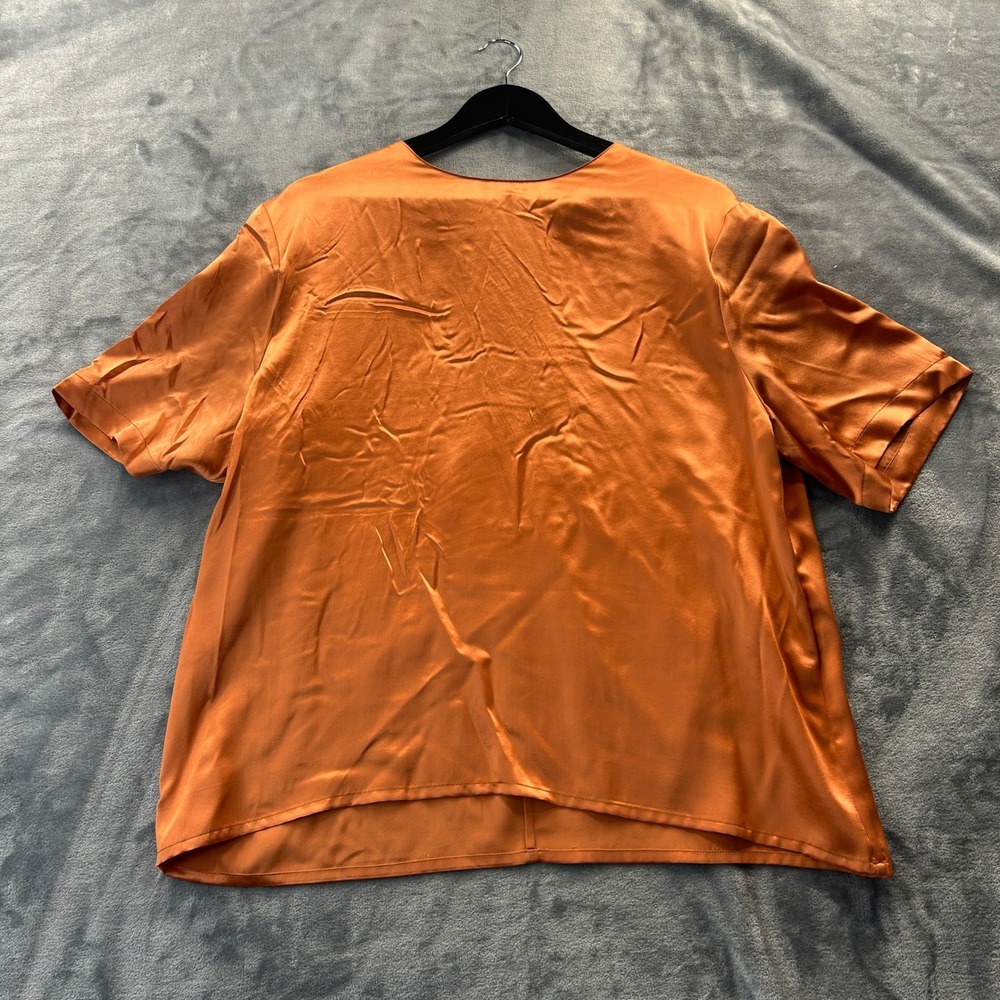 Saks Fifth Avenue Peter Nygard Blouse 16W Orange Womens Silk Short Sleeve Top